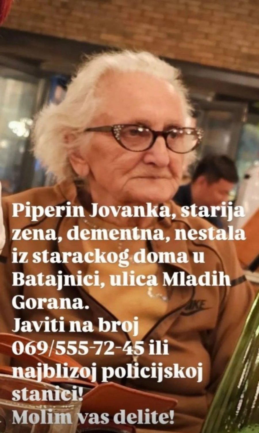 NESTALA JOVANKA IZ SURČINA! Porodica uputila apel! (FOTO)