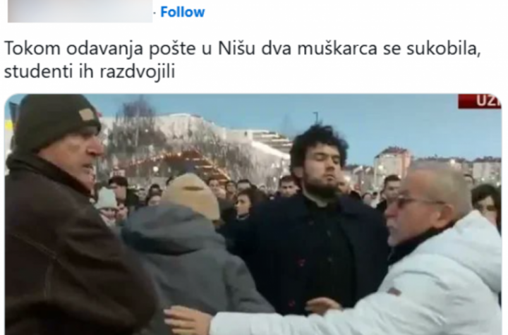 OGLEDALO ONIH KOJI IH HUŠKAJU! TUČA NA PROTESTU U NIŠU: Tokom odavanja pošte krenule da sevaju pesnice (FOTO)