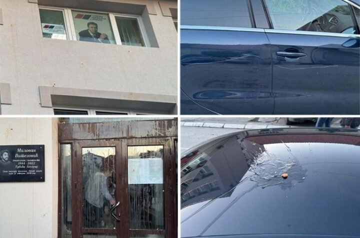 OPOZICIJA POKAZALA SVOJ PROGRAM ZA KOSJERIĆ! Oštetili automobile, gađali Dom kulture kamenicama, oštetili legat Milovana Vitezovića (FOTO)