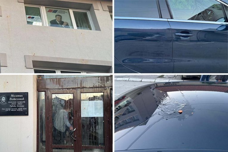 OPOZICIJA POKAZALA SVOJ PROGRAM ZA KOSJERIĆ! Oštetili automobile, gađali Dom kulture kamenicama, oštetili legat Milovana Vitezovića (FOTO)
