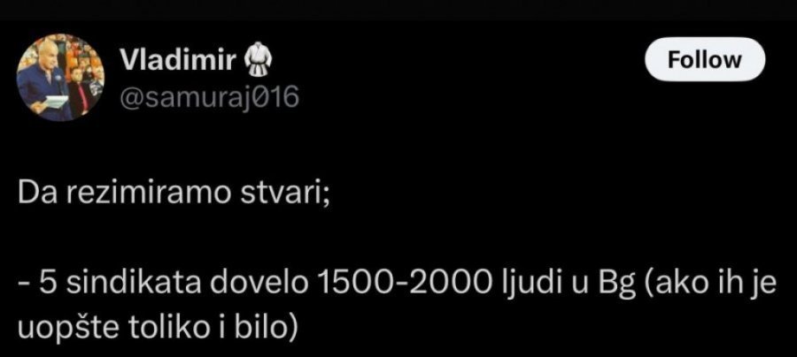 ŠIŠKIN PRIZNAO: Sindikati doveli 2 hiljade ljudi u Beograd, ako i toliko! (FOTO)