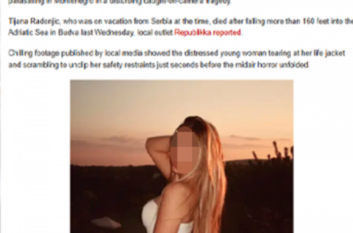 SMRT TIJANE RADONJIĆ (19) TOKOM LETA PARASEJLINGOM U BUDVI POTRESLA CEO SVET! Ovi mediji su izveštavali o tragediji, jedni se pozvali na Republiku! (FOTO)