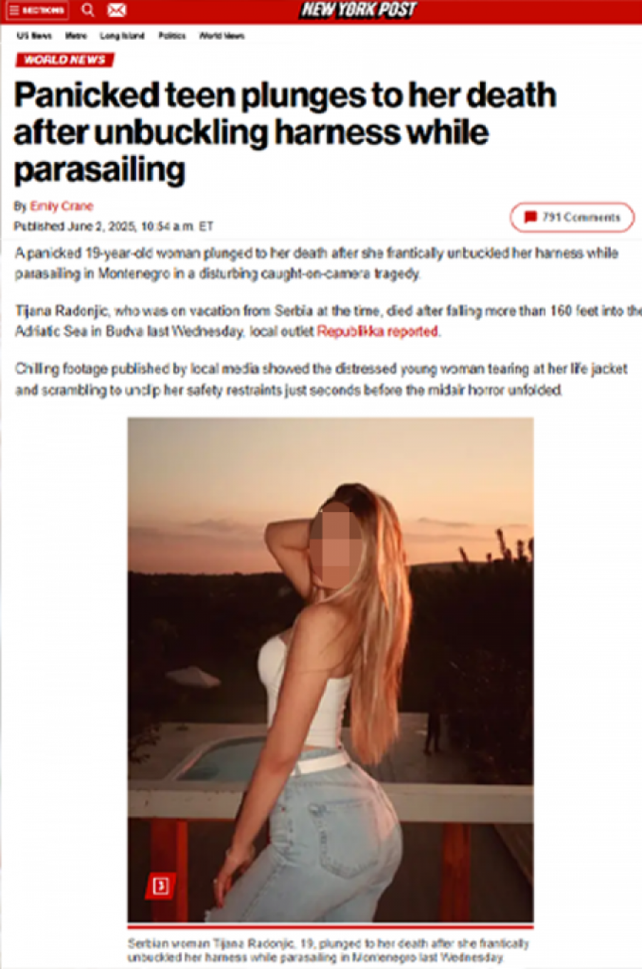 SMRT TIJANE RADONJIĆ (19) TOKOM LETA PARASEJLINGOM U BUDVI POTRESLA CEO SVET! Ovi mediji su izveštavali o tragediji, jedni se pozvali na Republiku! (FOTO)