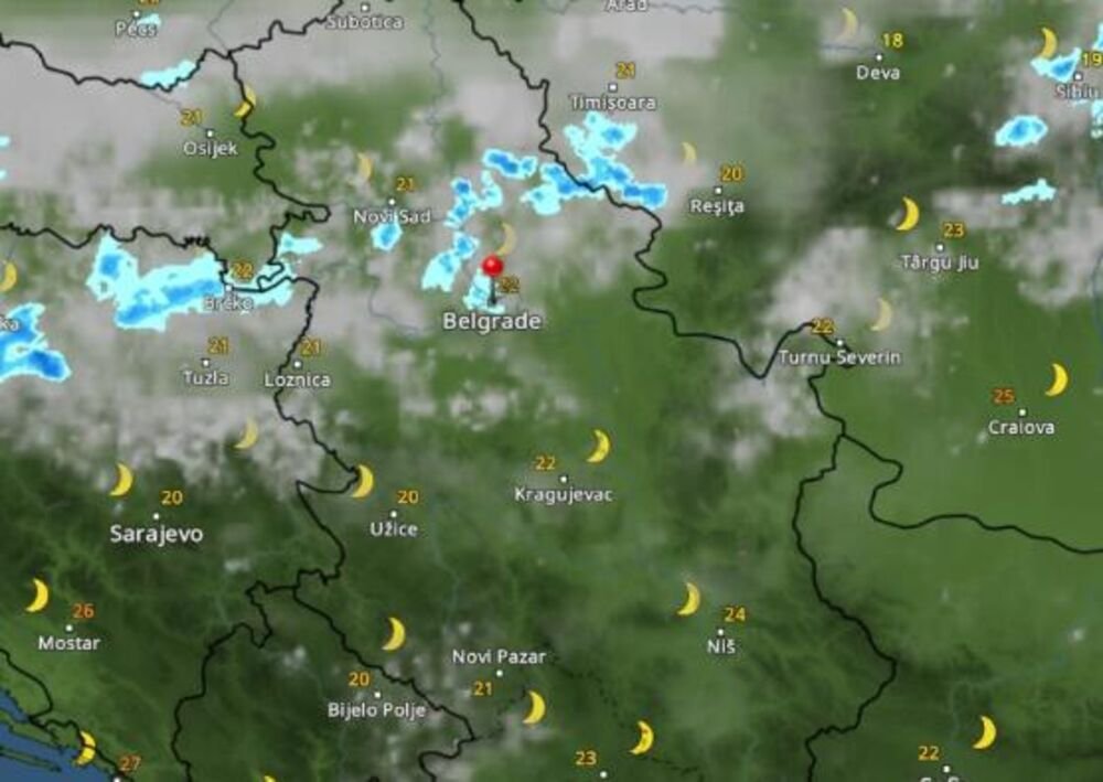 Kretanje nevremena danas u 22 sata