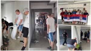 OBNAVLJAJU ONO ŠTO SU BLOKADERI UNIŠTILI: Aktivisti SNS-a popravljaju uništene prostorije u Valjevu (FOTO)