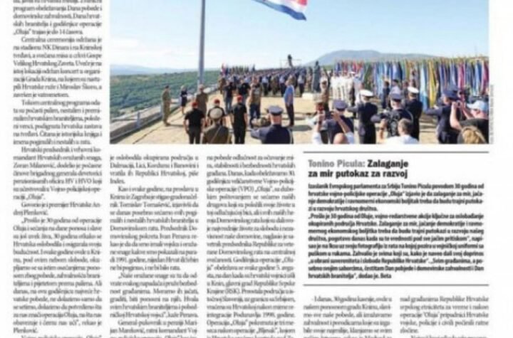 SLAVE OLUJU I HRVATSKU VOJSKU! Sramotni hvalospev lista Danas o pogromu u kom je proterano 250.000 Srba više i ne iznenanđuje! (FOTO)