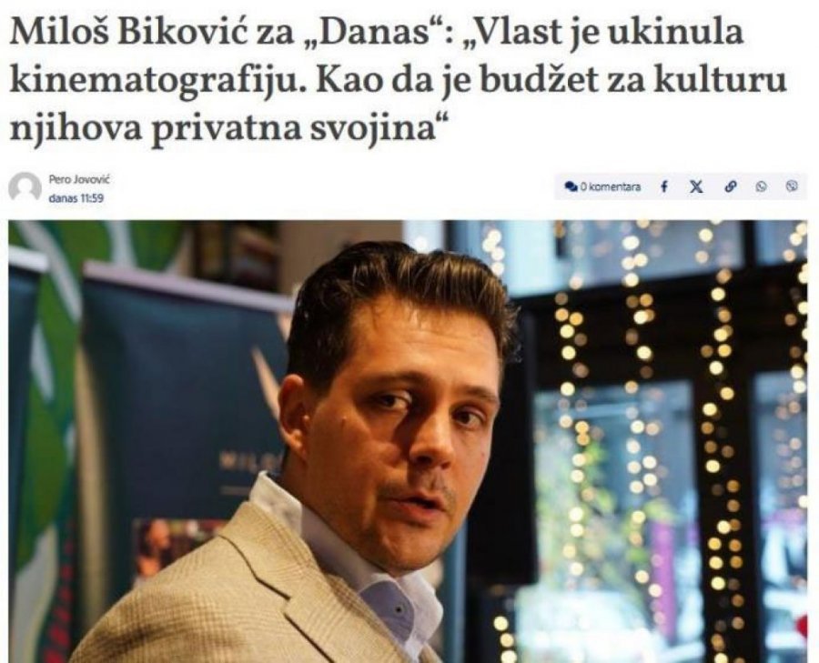 KOLIKO KOŠTA FILMSKI OBRAZ?! GDE JE NESTALO 16 MILIONA EVRA ZA DOMAĆE FILMOVE? Država napunila džepove Bikoviću sa 8,5 miliona, Dragojević uzeo 620.000 za dva filma - NIKAD IH NIJE SNIMIO
