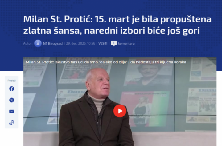 "PROPUSTILI SMO ZLATNU ŠANSU..." Milan St. Protić žali što nije bilo krvi i nasilja 15. marta u Beogradu! SRAMNA IZJAVA!