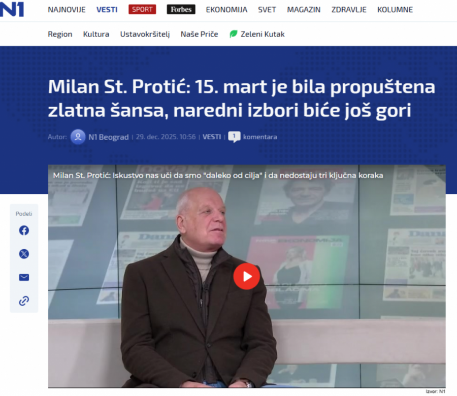 "PROPUSTILI SMO ZLATNU ŠANSU..." Milan St. Protić žali što nije bilo krvi i nasilja 15. marta u Beogradu! SRAMNA IZJAVA!