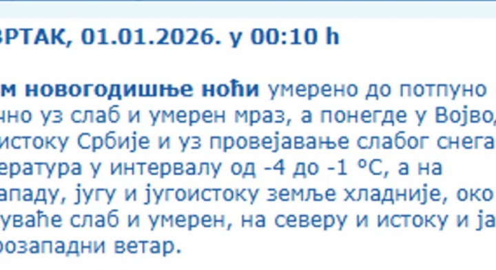 OGLASIO SE RHMZ PRVI PUT OVE GODINE! Temperatura strmoglavo pada, u ova dva dela Srbije PAŠĆE SNEG!