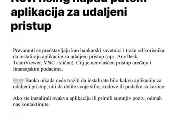 SRBIJOM KRUŽI NOVI OBLIK FIŠING PREVARE: Prevaranti se predstavljaju kao bankarski savetnici i traže instalaciju aplikacija za udaljeni pristup! (FOTO)