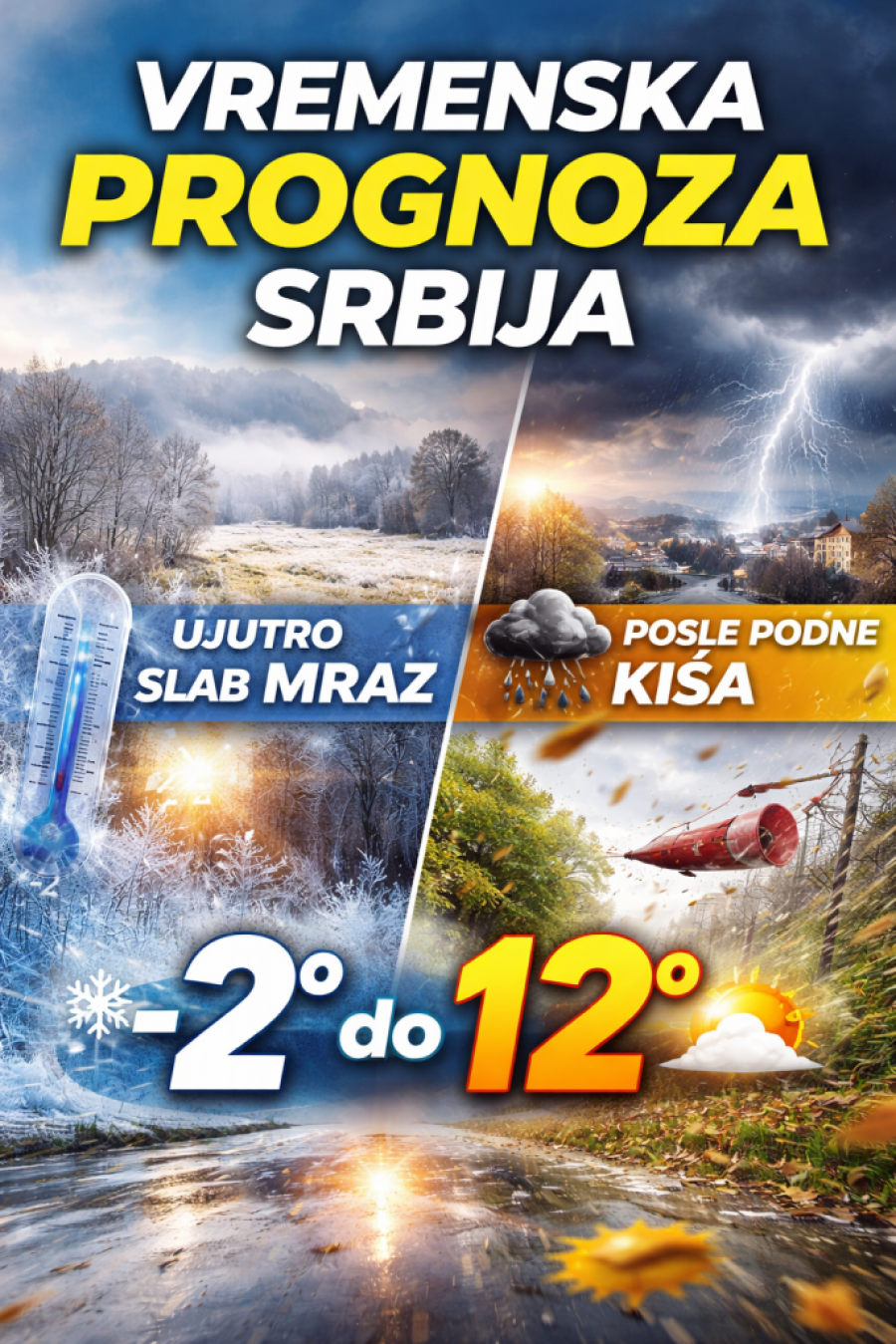 Srbija na udaru mraza, kiše i olujne košave: Evo kakvo nas vreme danas očekuje