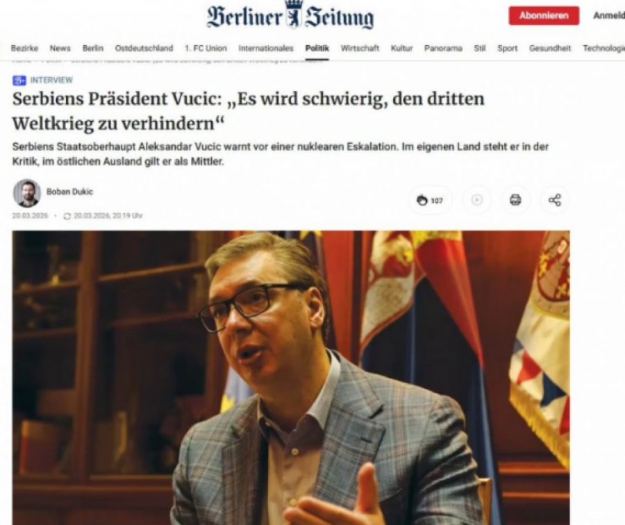 VUČIĆ ZA NEMAČKE MEDIJE: "Treći svetski rat je možda već počeo, samo još ne govorimo o tome zvanično" (FOTO)