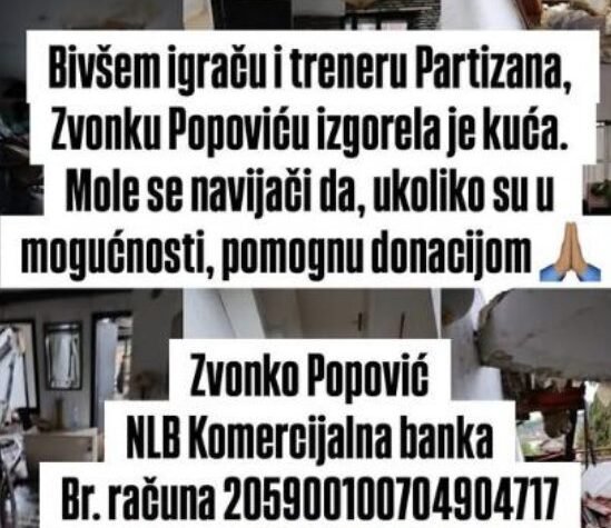BIVŠEM IGRAČU PARTIZANA IZGORELA KUĆA: Tokom korone jedva je ostao živ, sad ga snašla nova nesreća