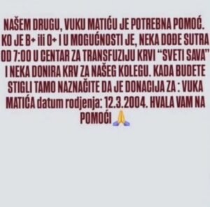 MLADIĆ SE BORI ZA ŽIVOT! Potrebna krv za momka koji je teško povređen u udesu kod Rume! APEL SE ŠIRI DRUŠTVENIM MREŽAMA! (FOTO)