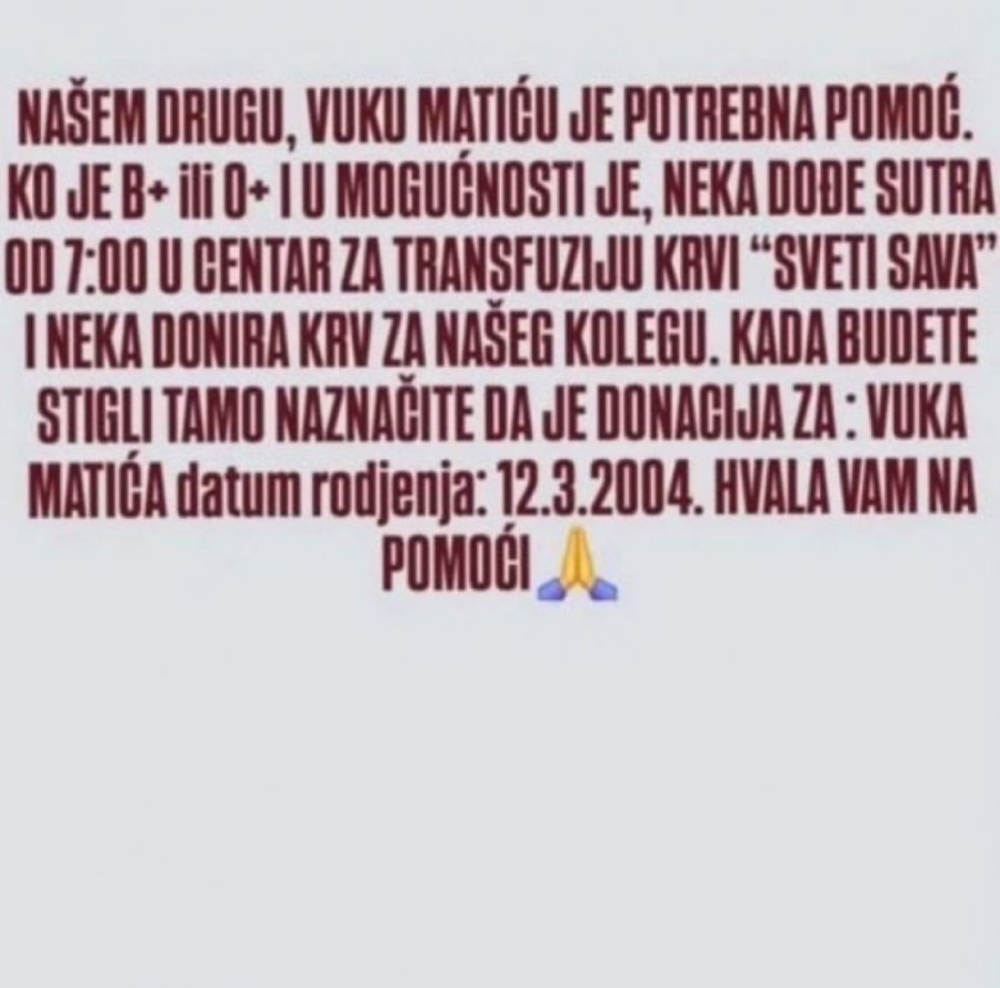 MLADIĆ SE BORI ZA ŽIVOT! Potrebna krv za momka koji je teško povređen u udesu kod Rume! APEL SE ŠIRI DRUŠTVENIM MREŽAMA! (FOTO)