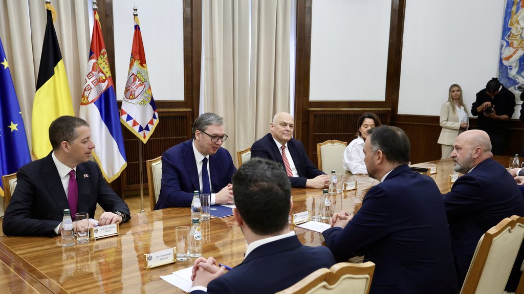 SASTANAK U PREDSEDNIŠTVU: Predsednik Vučić razgovara sa šefom diplomatije Kraljevine Belgije