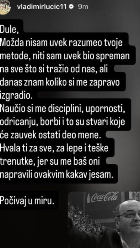 VLADIMIR LUČIĆ SE EMOTIVNIM REČIMA OPROSTIO OD DUŠKA VUJOŠEVIĆA: Možda nisam uvek razumeo tvoje metode, ali...