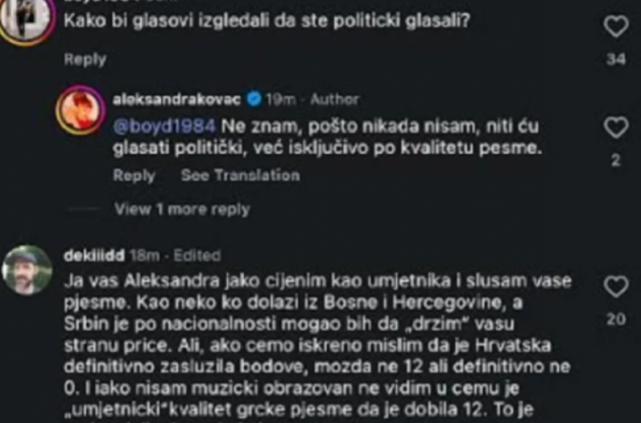 FANOVI LINČOVALI NAŠ STRUČNI ŽIRI! Aleksandra Kovač ugasila komentare  nakon glasanja na Evroviziji, BURA NA MREŽAMA!