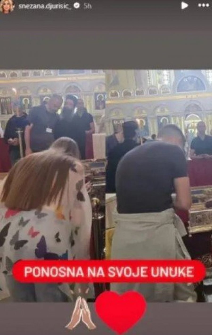 ZA CELIVANJE POJASA PRESVETE BOGORODICE STRPLJIVO ČEKALI SATIMA! Unuci Snežane Đurišić raznežili javnost, pevačica PUCA OD PONOSA! (FOTO)