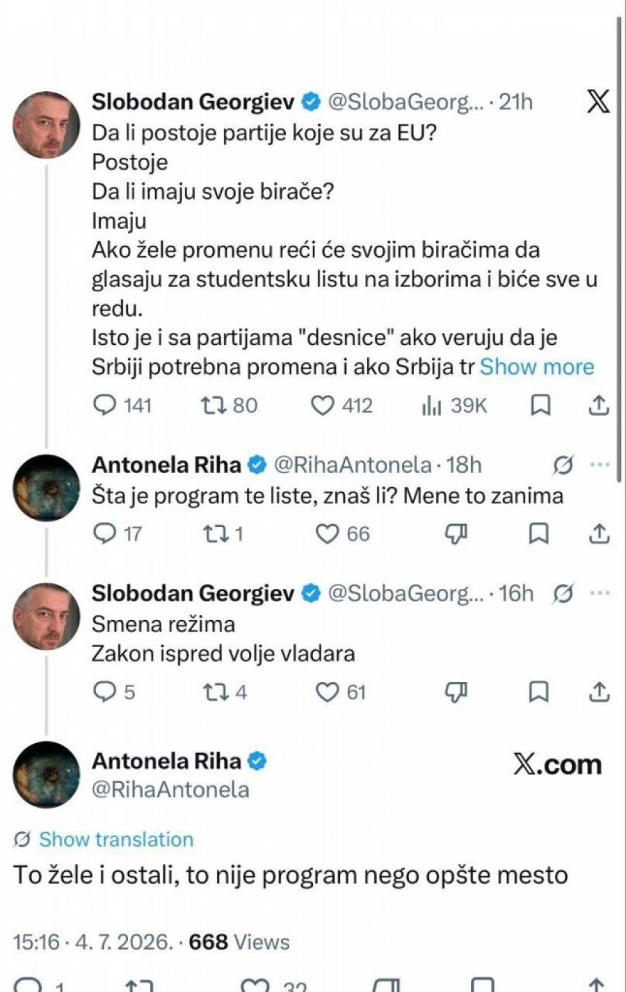 BLOKADERI PUCAJU PO SVIM ŠAVOVIMA! Antonela Riha spustila Georgieva i otkrila da STUDENTI I OPOZICIJA NEMAJU NIKAKAV PROGRAM!