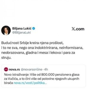 BLOKADERKA ŽESTOKO UVREDILA PENZIONERE: "Budućnost Srbije kreira njena neobrazovana i gladna prošlost"