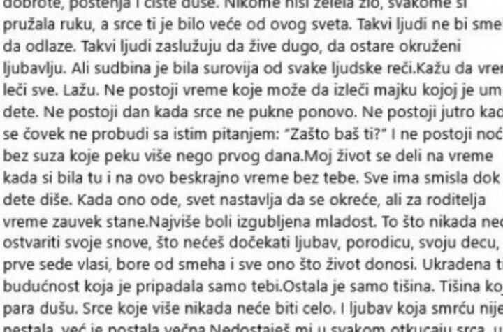 "NE POSTOJI VREME KOJE LEČI MAJKU KOJOJ JE UMRLO DETE": Potresne reči Nevene Hot pred sahranu ćerke slamaju Srbiju