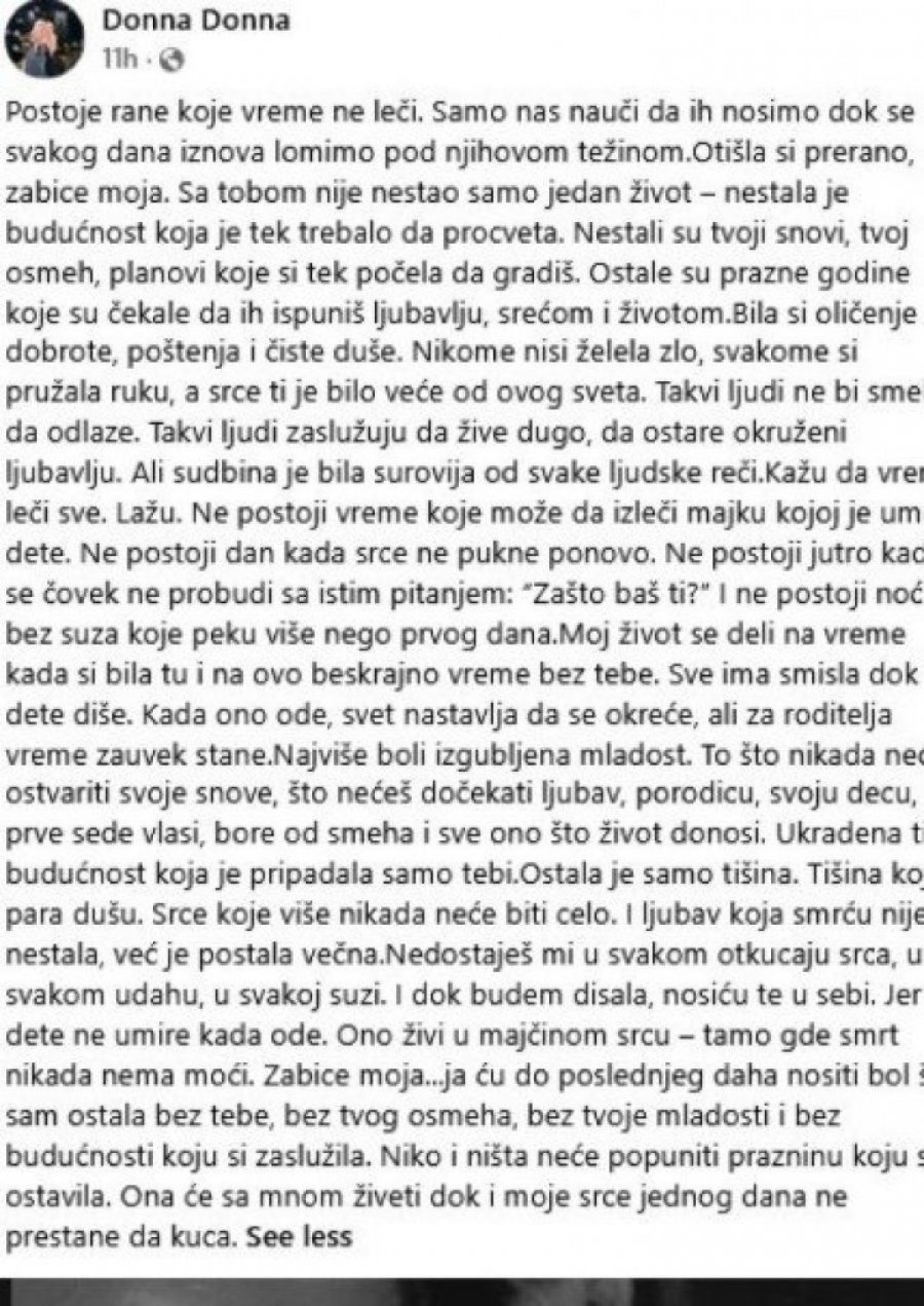 "NE POSTOJI VREME KOJE LEČI MAJKU KOJOJ JE UMRLO DETE": Potresne reči Nevene Hot pred sahranu ćerke slamaju Srbiju