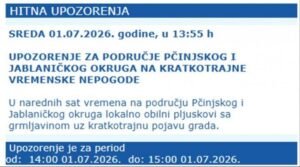 RHMZ SAMO NIŽE HITNA UPOZORENJA! U narednih sat vremena neka se spreme OVI delovi Srbije - stižu PLJUSKOVI, GRAD I GRMLJAVINA!