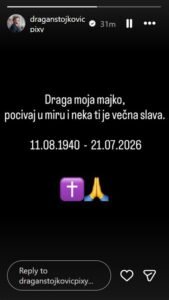UMRLA MAJKA DRAGANA STOJKOVIĆA PIKSIJA: Tuga u domu bivšeg selektora Srbije, oglasio se emotivnom porukom