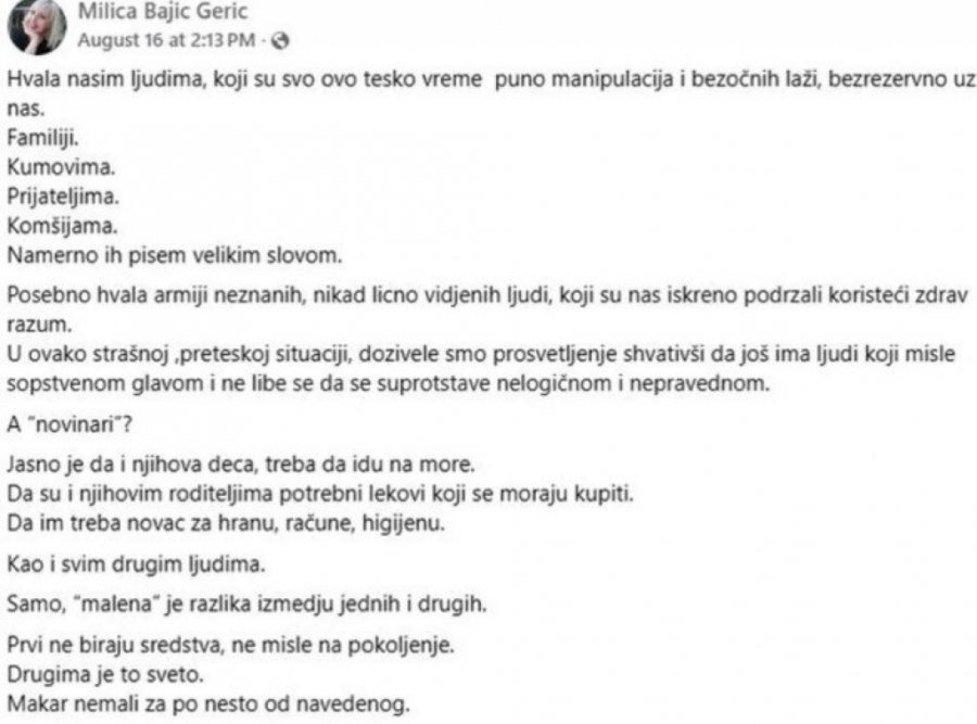 ĆERKA PREMINULOG PEVAČA PREKINULA ĆUTANJE! Milica Bajić poslala SNAŽNU PORUKU, pomenula MANIPULACIJE I BEZOČNE LAŽI!