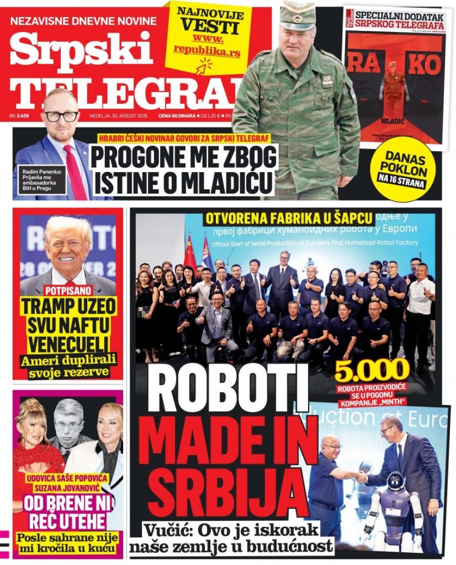 ROBOTI MADE IN SRBIJA: Čitajte u Srpskom telegrafu!