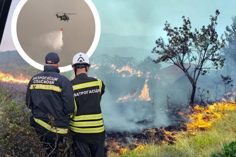 VETAR POČEO DA ŠIRI POŽAR U DELIBLATSKOJ PEŠČARI! Vatrena stihija ne posustaje, tri helikoptera podignuta!