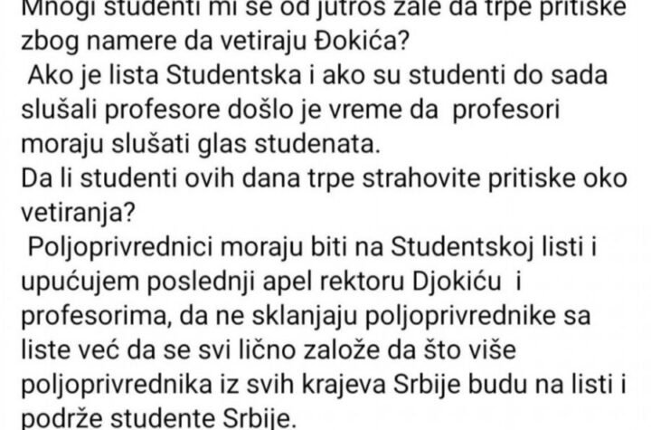 Blokaderi iz Kraljeva potvrdili: Đokoć i profesori ucenjuju studente -  Evo ko naređuje plenumima!