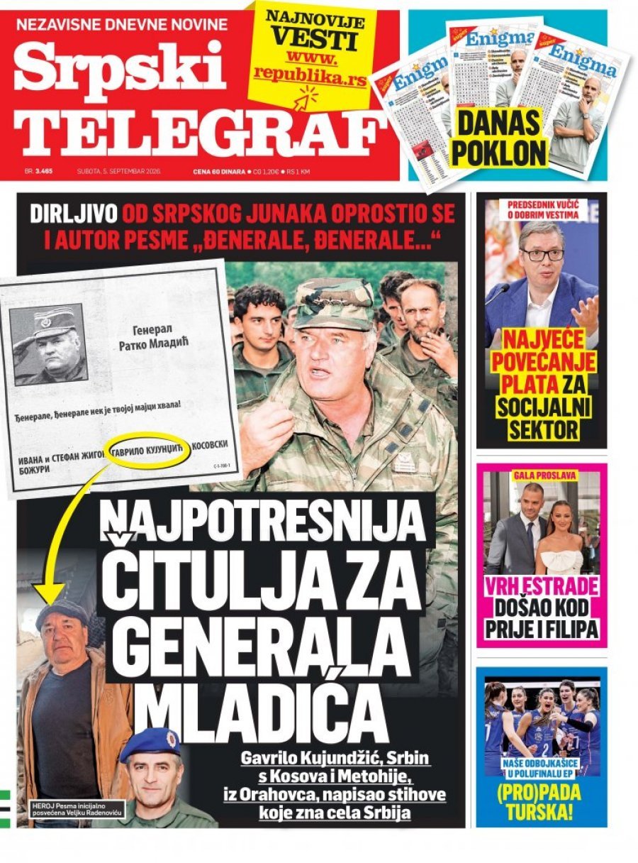NAJPOTRESNIJA ČITULJA ZA GENERALA MLADIĆA: Čitajte u Srpskom telegrafu!