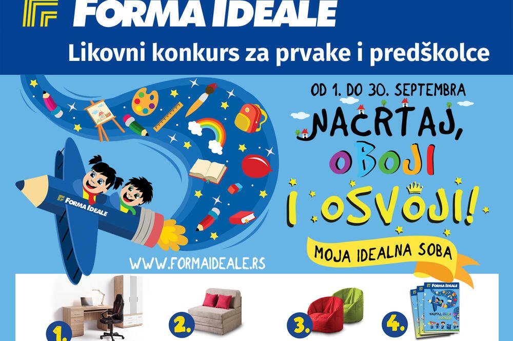 TRADICIONALNI 15. DEČIJI LIKOVNI KONKURS FORMA IDEALE: „Moja idealna soba“ za predškolce i prvake iz Srbije
