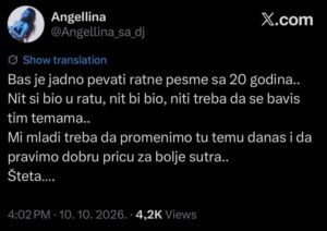 BAŠ JE JADNO PEVATI RATNU PESMU SA 20 GODINA! Naša pevačica posala BRUTALNU PORUKU u jeku skandala Jakova Jozinovića!