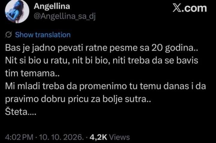 BAŠ JE JADNO PEVATI RATNU PESMU SA 20 GODINA! Naša pevačica posala BRUTALNU PORUKU u jeku skandala Jakova Jozinovića!