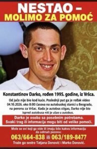NESTAO DARKO KONSTANTINOV IZ VRŠCA: Od juče mu se gubi svaki trag, ako ga vidite pozovite OVE BROJEVE TELEFONA